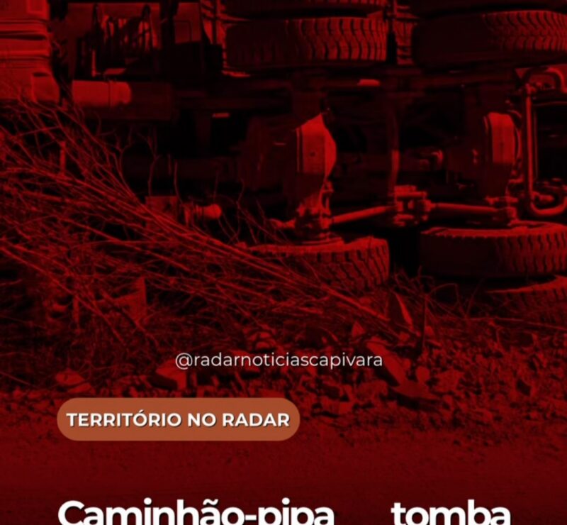 Caminhão-pipa tomba em obra de parque eólico em Dom Inocêncio