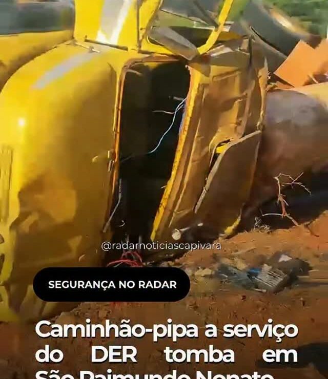 Caminhão-pipa a serviço do DER tomba em São Raimundo Nonato