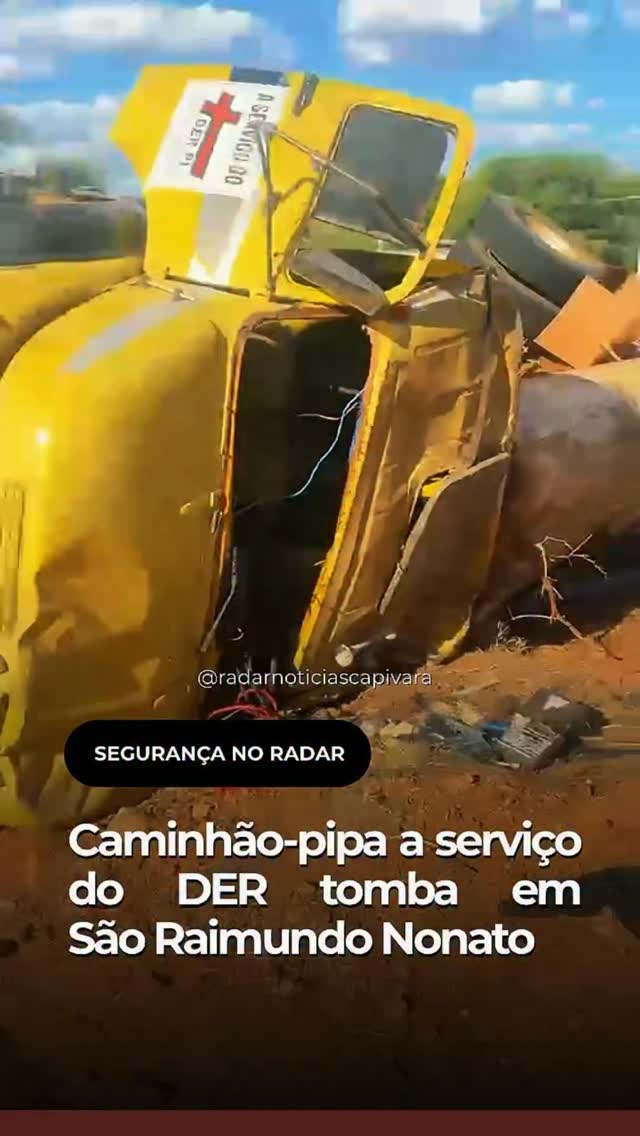 Caminhão-pipa a serviço do DER tomba em São Raimundo Nonato