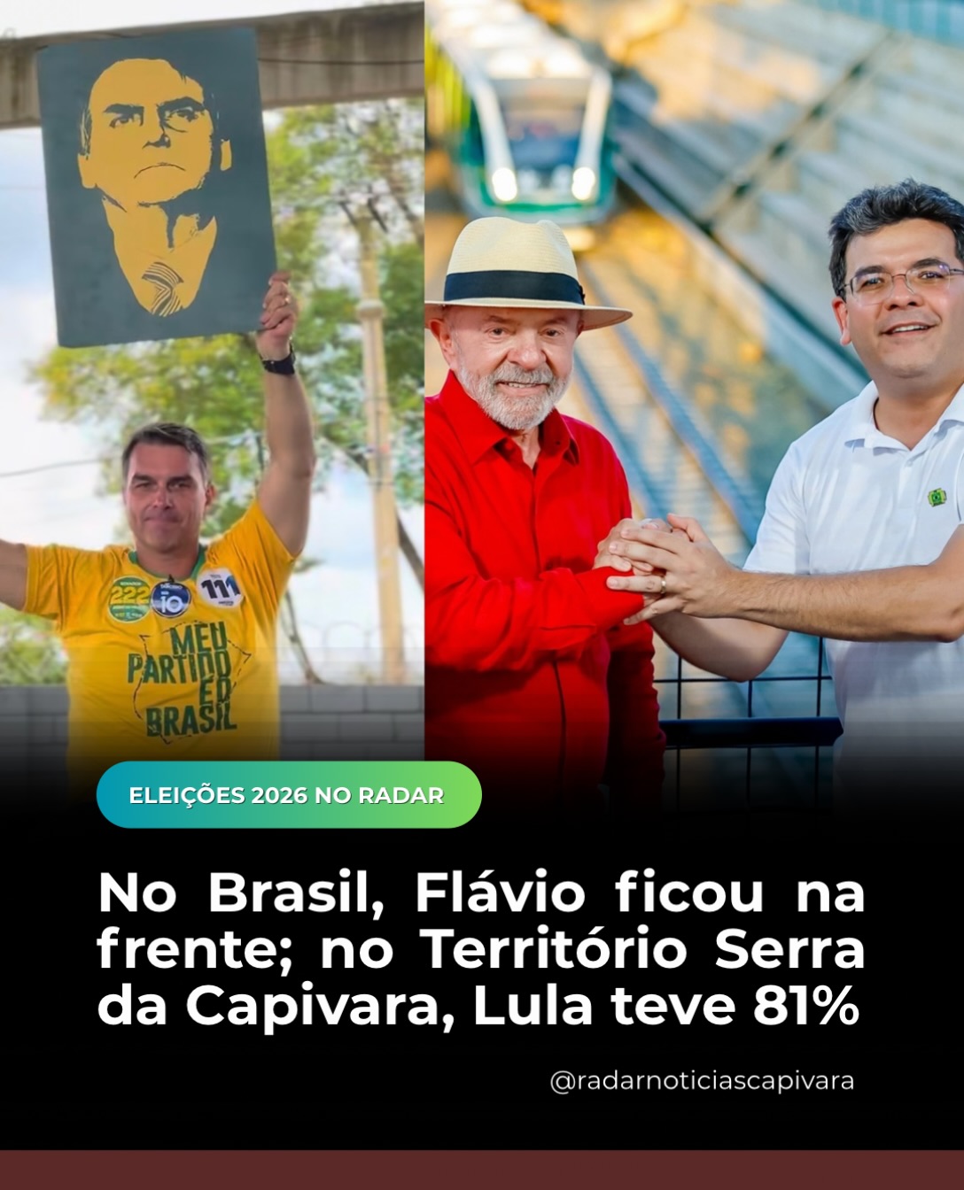 No Brasil, Flávio ficou na frente; na Serra da Capivara, Lula teve 81%